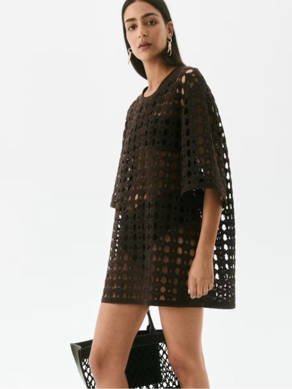 H&M Brown Crochet-Look Shirt